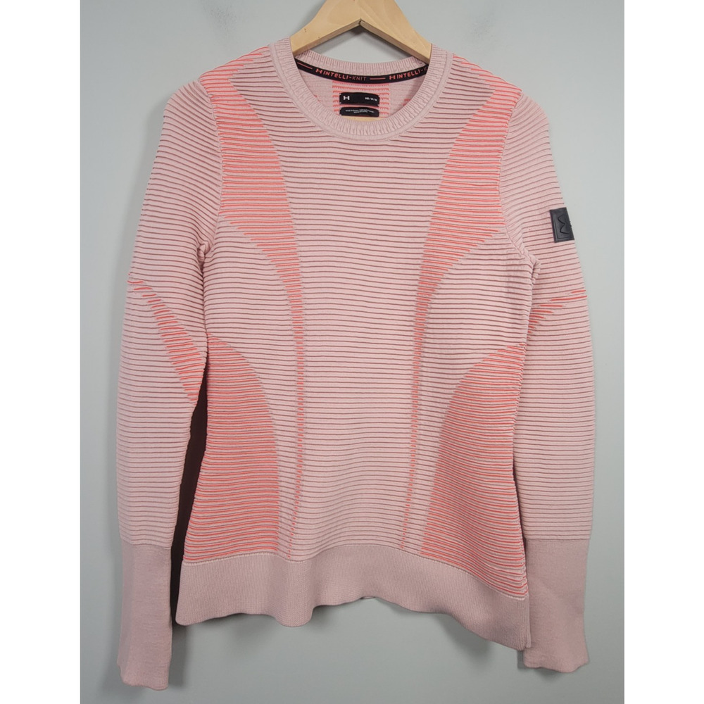 Under Armour Intelliknit Top Womens M Pullover Long Sleeve Thumbholes Pink